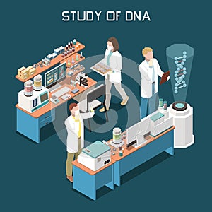 Genetics Isometric Illustration