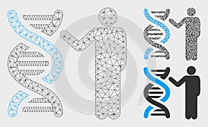 Genetics Report Vector Mesh Wire Frame Model and Triangle Mosaic Icon