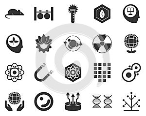 Genetics, tree, dna. Bioengineering glyph icons set. Biotechnology for health, researching, materials creating. Molecular biology