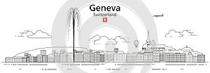 Geneva cityscape line art vector illustration