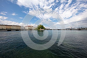 Geneva fountain, Jet d\'Eau. Switzerland, Lake Geneva.