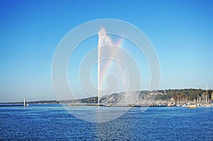 Geneva fountain, Jet deau, and rainbow