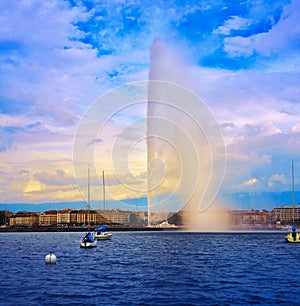 Geneva Geneve lake water Jet D`eau Switzerland