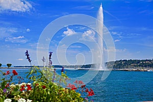 Geneva Geneve lake water Jet D`eau Switzerland