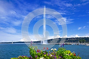 Geneva Geneve lake water Jet D`eau Switzerland