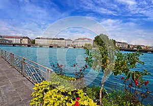 Geneva Geneve at Leman lake in Switzerland