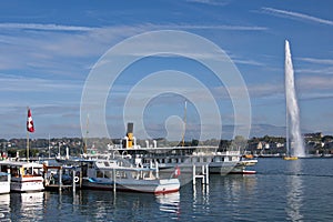 Geneva harbor and Jet d`Eau