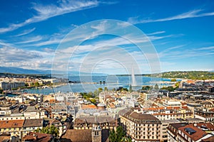 Geneva from the height of the Cathedral of Saint-Pierre, Switzerland