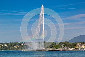 Geneva lake and Jet fountain in Geneva