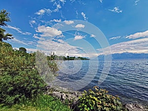 the Geneva Lake in Lausanne Switzerland Europe