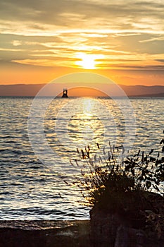 Geneva lake sunset in Switzerland