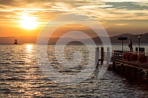 Geneva lake sunset in Switzerland