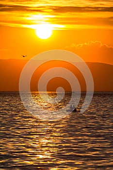 Geneva lake sunset in Switzerland