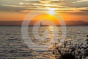 Geneva lake sunset in Switzerland