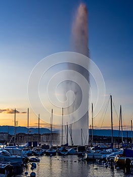 Geneva marina together with the water jet