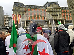 In Geneva, protest against Bouteflika`s candidacy for election in Algeria, in front of the High Commissioner for Human Rights