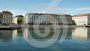 Geneva Switzerland lake docks on a sunny day