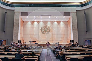 GENEVA, SWITZERLAND - SEPTEMBER 15 - Hall of plenary sessions.