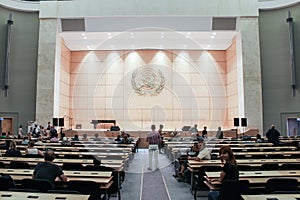 GENEVA, SWITZERLAND - SEPTEMBER 15 - Hall of plenary sessions.