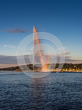 Geneva water jet with a rainbow