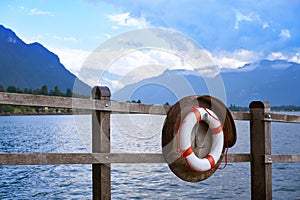 Geneve Lake Leman Geneva lifebuoy Switzerland photo