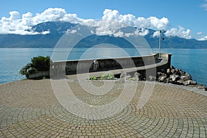 Geneve lake shore in Vevey in Switzerland