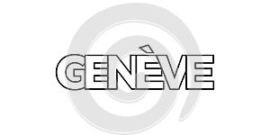 Geneve in the Switzerland emblem. The design features a geometric style, vector illustration with bold typography in a modern font