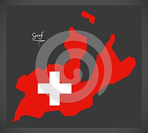 Genf map of Switzerland with Swiss national flag illustration