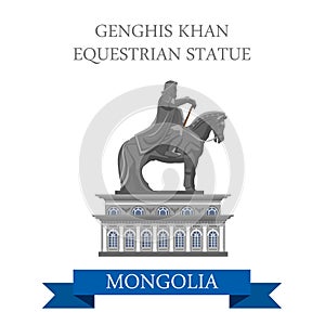 Genghis Khan Equestrian Statue Mongolia vector flat attraction