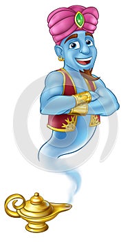Genie Magic Lamp Aladdin Pantomime Cartoon photo