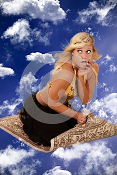 Genie on a flying carpet