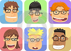 Genious boys cartoon avatars