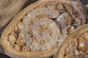 Genipapo fruit pulp closeup