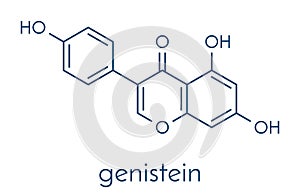 Genistein isoflavone molecule. Skeletal formula.