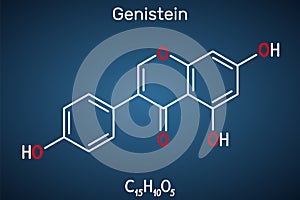 Genistein molecule. It is phytoestrogen, plant metabolite, isoflavone extract from soy with antioxidant and