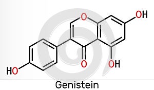 Genistein molecule. It is phytoestrogen, plant metabolite, isoflavone extract from soy with antioxidant and