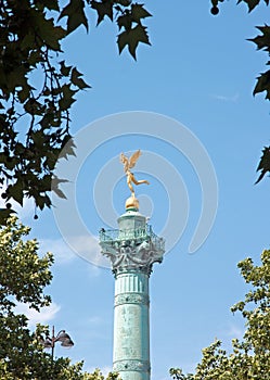 The genius of the Bastille nested in the greenery Paris France