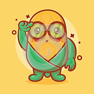 Genius corn character mascot with think expression isolated cartoon in flat style design