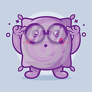 Genius pillow character mascot with think expression isolated cartoon in flat style design