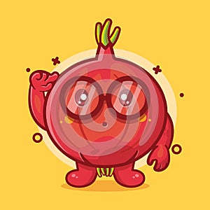 Genius red onion character mascot isolated cartoon in flat style design. great resource for icon,symbol, logo, sticker,banner.