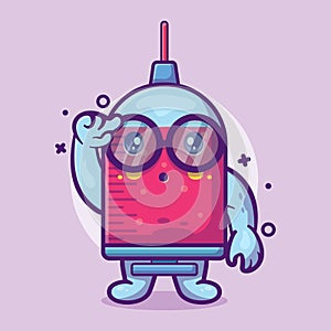 Genius syringe character mascot with think expression isolated cartoon in flat style design