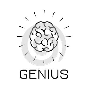 Genius vector icon with human brain