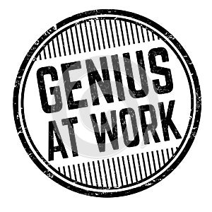 Genius at work grunge rubber stamp