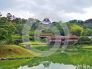 Genkyuen Garden in Hikone, Shiga Prefecture, Japan.
