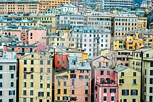 Genoa harbor houses cityscape panorama