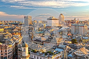 Genoa, Liguria, Italy Downtown City Skyline