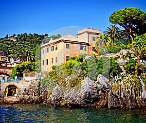 Genoa-Nervi, Italy, house on the Anita Garbaldi sea Promenade