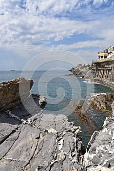 Genoa Nervi waterfront - Promenade and coastline - Ligurian sea - Italy