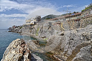 Genoa Nervi waterfront - Promenade and coastline - Ligurian sea - Italy