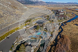 GENOA, NEVADA, UNITED STATES - Dec 15, 2020: David Walley\'s Hot Spring Resort aerial perspective photo
